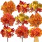 8 Pieces Artificial Maple Leaves Branches Faux Fall Fake Autumn Leaves for Thanksgiving Table Centerpieces Decoration (Novelty Style)